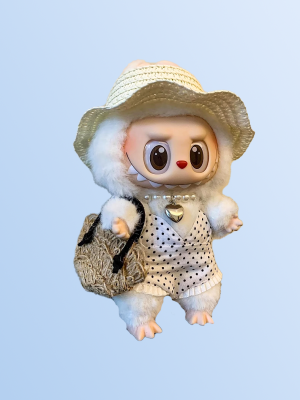 Labubu Garden Breeze Set – White Polka Dot & Straw Hat Edition (3 Items)