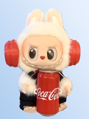 Labubu Monochrome Beats Set – Red Headphones & Black Overalls (2 Items)