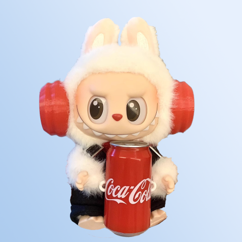 Labubu Monochrome Beats Set – Red Headphones & Black Overalls (2 Items)